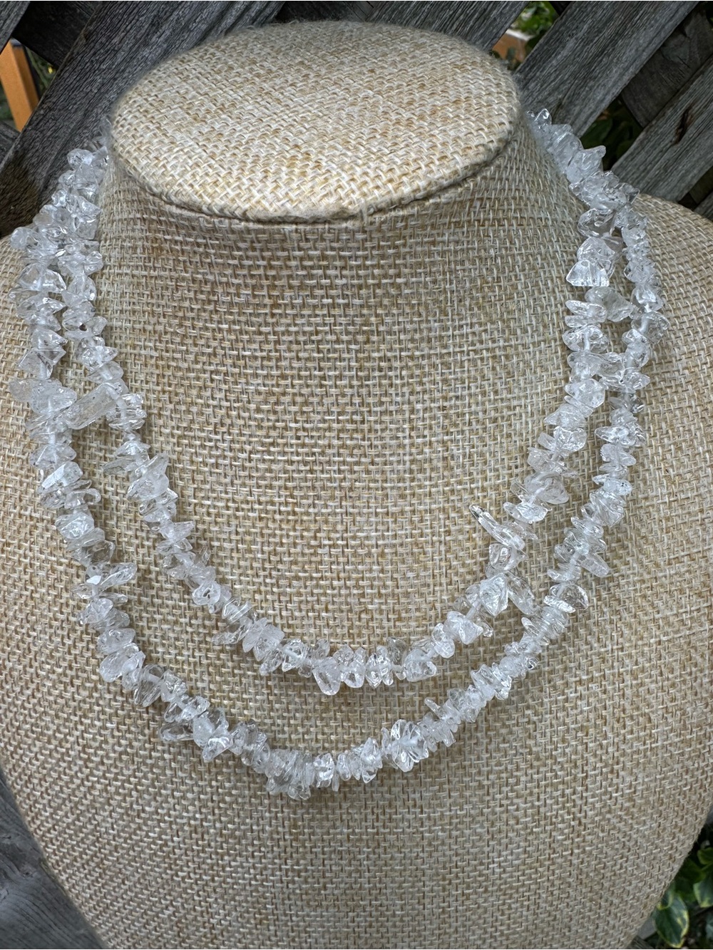 Rock Crystal Clear Quartz Chip Necklace - Continuous 32”